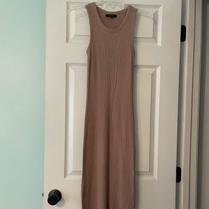 Tan Fitted Knee-Length Dress